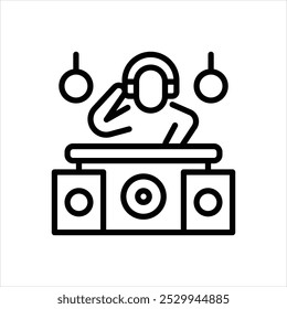 Vector line icon for dj