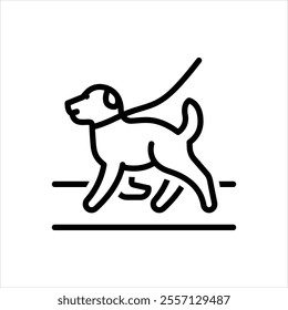 Vector line icon for dog walk
