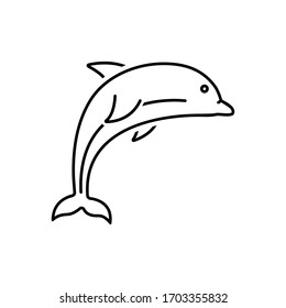 Vector line icon for dolphin