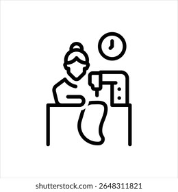 Ícone de linha de vetor para fabricante de vestidos
