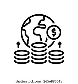 Icono de la línea de Vector para el impacto económico