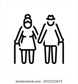 Vector line icon for elderly couple