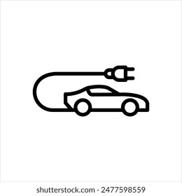 Icono de línea de Vector para coche eléctrico