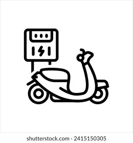 Vector line icon for electric scooter