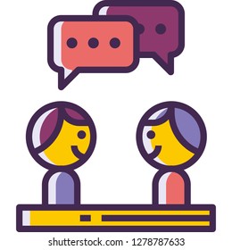 Vector line icon of an employer doing job interview to candidate illustration