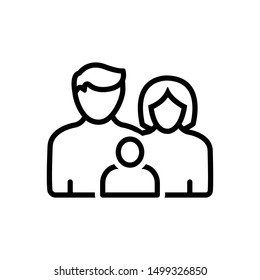 Vector line icon for family with baby