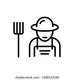 Vector line icon for farmer