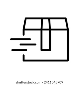Icono de línea de vector paquete de mensajería rápida aislado en fondo blanco