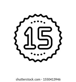 Vector line icon for fifteen