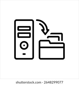 Ícone de linha de vetor para backup de arquivo