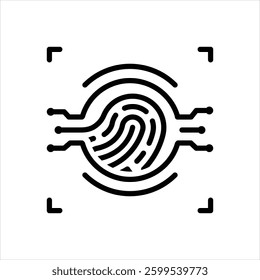 Vector line icon for finger recognition silhouett