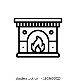 Vector line icon for fireplace