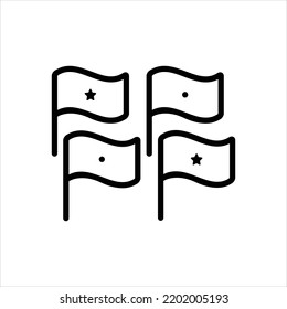  Vector line icon for flags