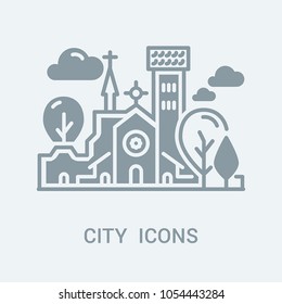 Vector line icon in flat design smart city and technology with elements for mobile concepts and web apps. Collection modern infographic logo and pictogram