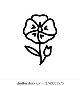 Vector line icon for flax flower