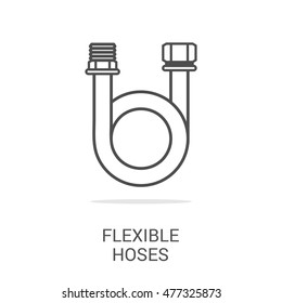 Vector line icon flexible hoses. Household appliances for the kitchen, gas supply, water supply modern home. Web graphics, banners, business templates. Isolated on a white background.