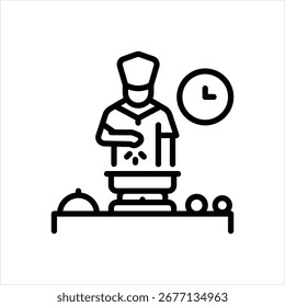 Vektorliniensymbol für die Lebensmittelzubereitung