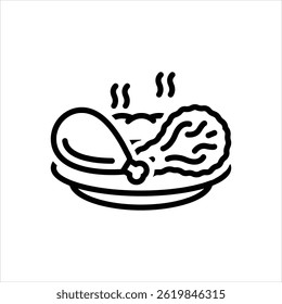 Icono de línea de Vector para pollo frito