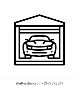 Vector line icon for garage