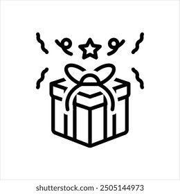 Vector line icon for gift box