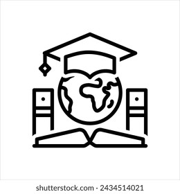 Vector line icon for global education