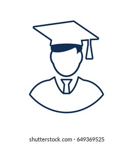 Vector line icon of graduate student. University, college linear logo. Outline students symbol for academy. Design element for site, college. Graduate business logotype sign