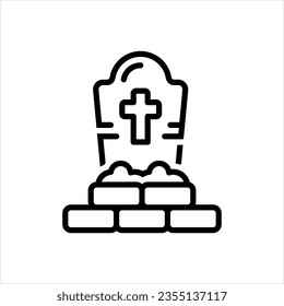 Vector line icon for grave