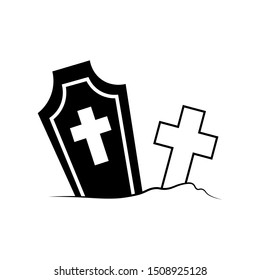 vector line icon Graves. Halloween attribute. Holiday concept. flat illustration tombstone. Decoration element.