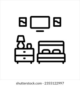 Vector line icon for guest bedroom