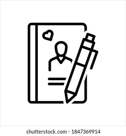 Vector line icon for guestbook