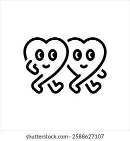 Vector line icon for happy hearts