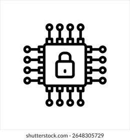 Ícone de linha de vetor para segurança de hardware