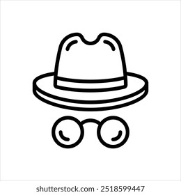 Vector line icon for hat and glasses
