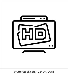 Vector line icon for hdtv