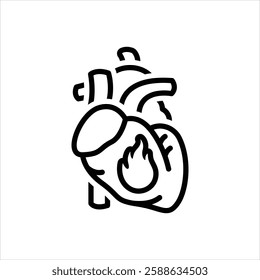 Vector line icon for heart burn