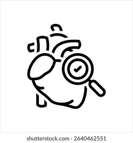 Vector line icon for heart check