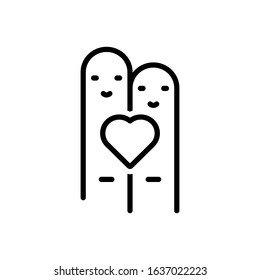 Vector line icon for heart on two finger