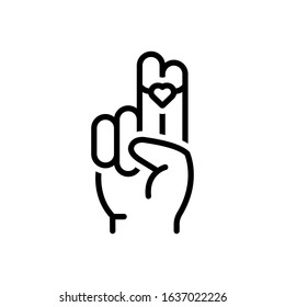 Vector line icon for heart on two finger