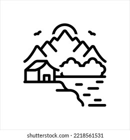 Vector line icon for highland 