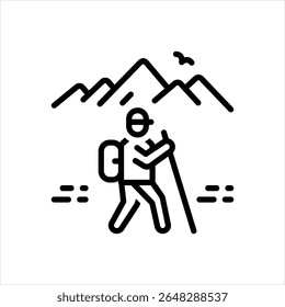 Vector line icon for hike
