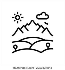 Vector line icon for hills 