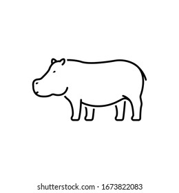 Vector line icon for hippopotamus