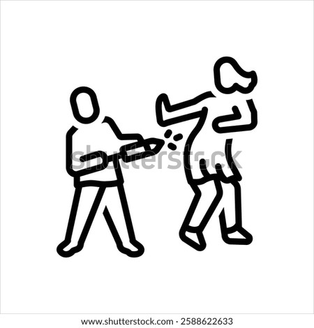 Vector line icon for holi playing lover