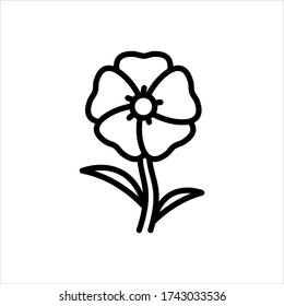 Vector line icon for hollyhock