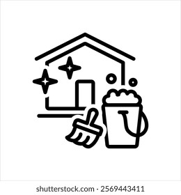 Vector line icon for home cleaning