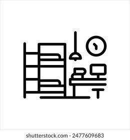 Vector line icon for hostel