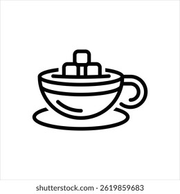 Vector line icon for hot chocolate