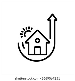 Ícone de linha de vetor para atualizações de casas