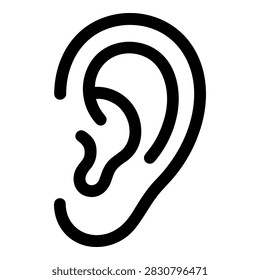 Vector line icon of a human ear for hearing and listening