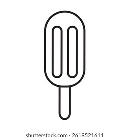 Vector line icon with ice-cream on stick isolated on white background.	